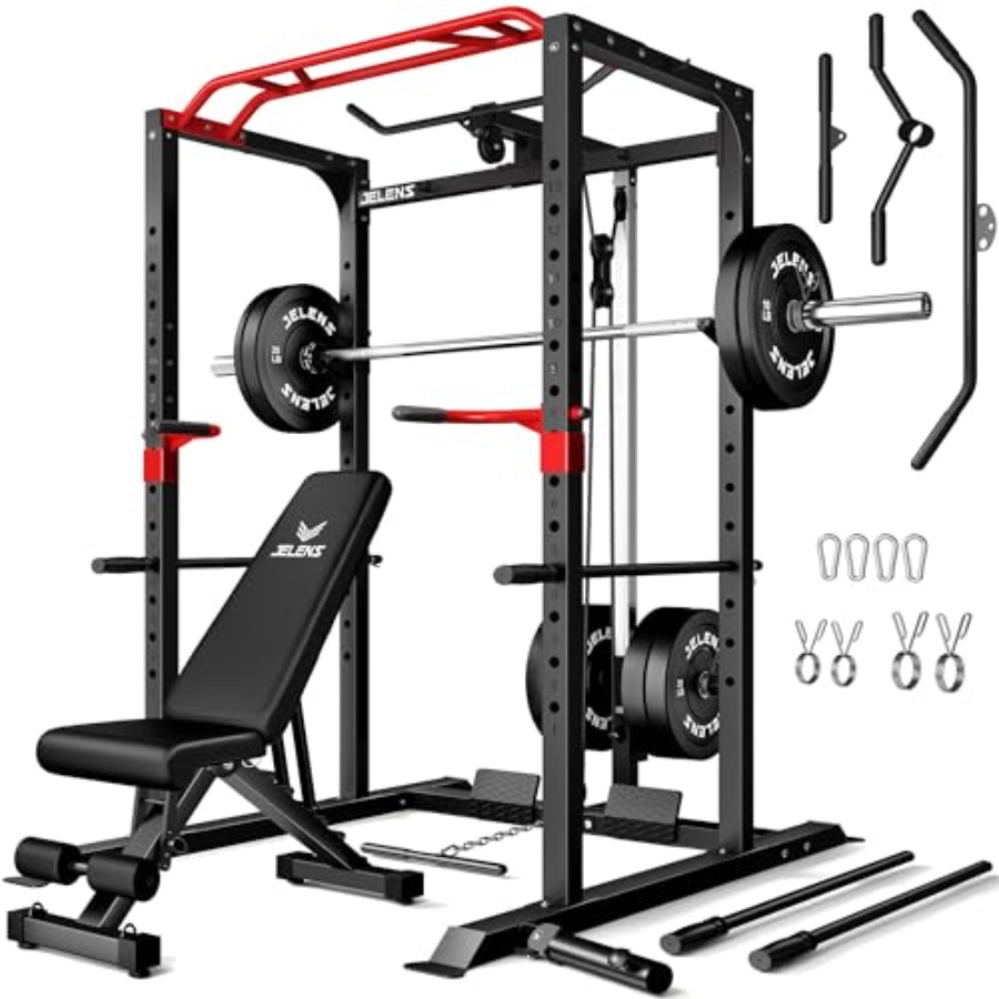 Home Gym Rack - Home gym power cage: steel, black,