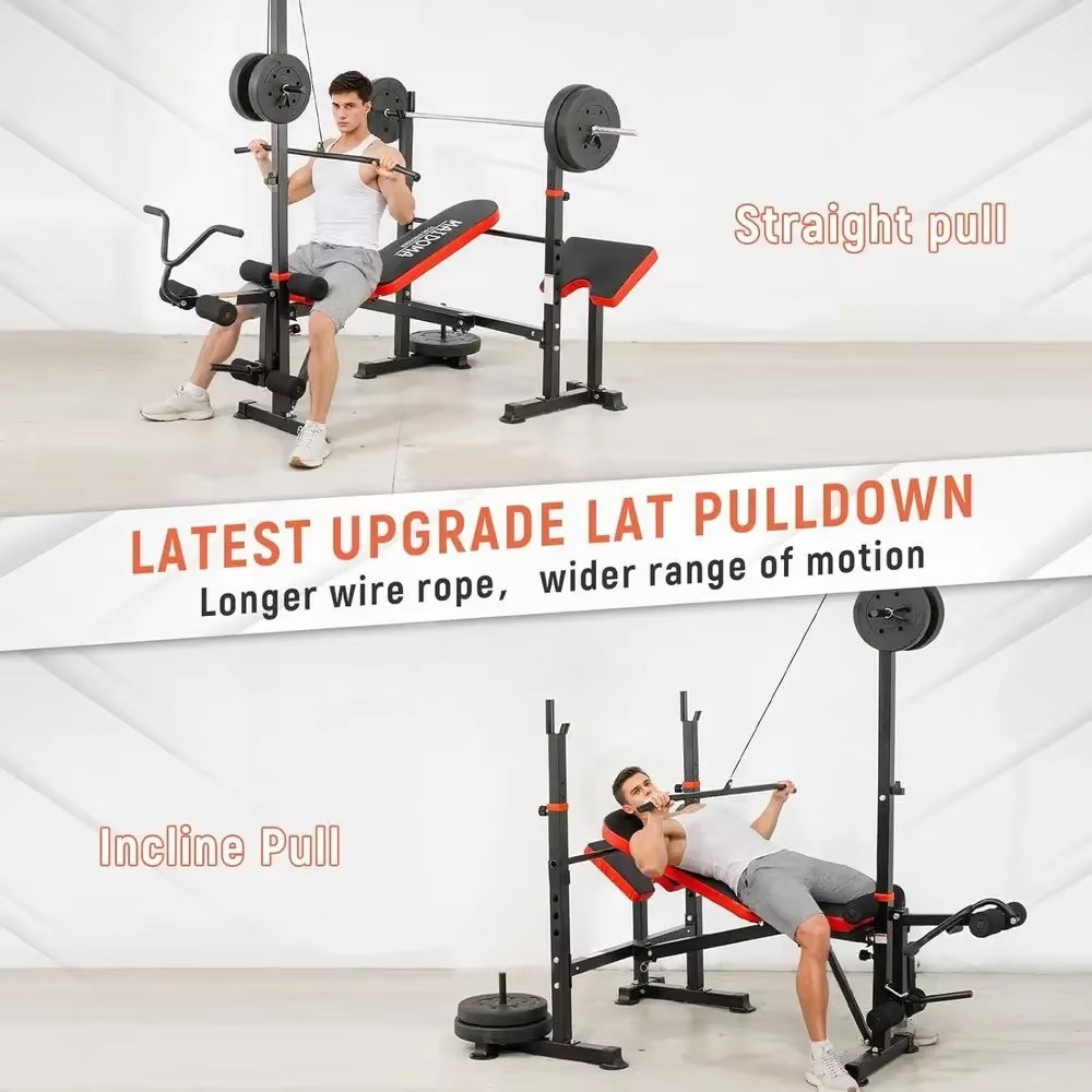 8-in-1 Adjustable Weight Bench - Home Gym Lat Pulldown recension och pris