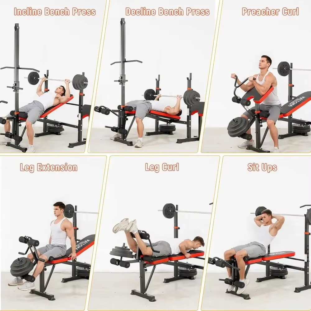 8-in-1 Adjustable Weight Bench - Home Gym Lat Pulldown recension och pris
