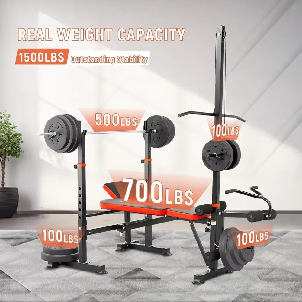 8-in-1 Adjustable Weight Bench - Home Gym Lat Pulldown recension och pris