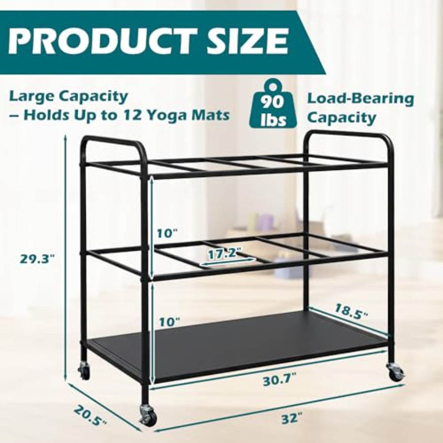 Yoga Mat Rack Storage Basket w - All In One Gym Home Equipment recension och pris