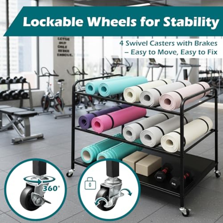 Yoga Mat Rack Storage Basket w - All In One Gym Home Equipment recension och pris