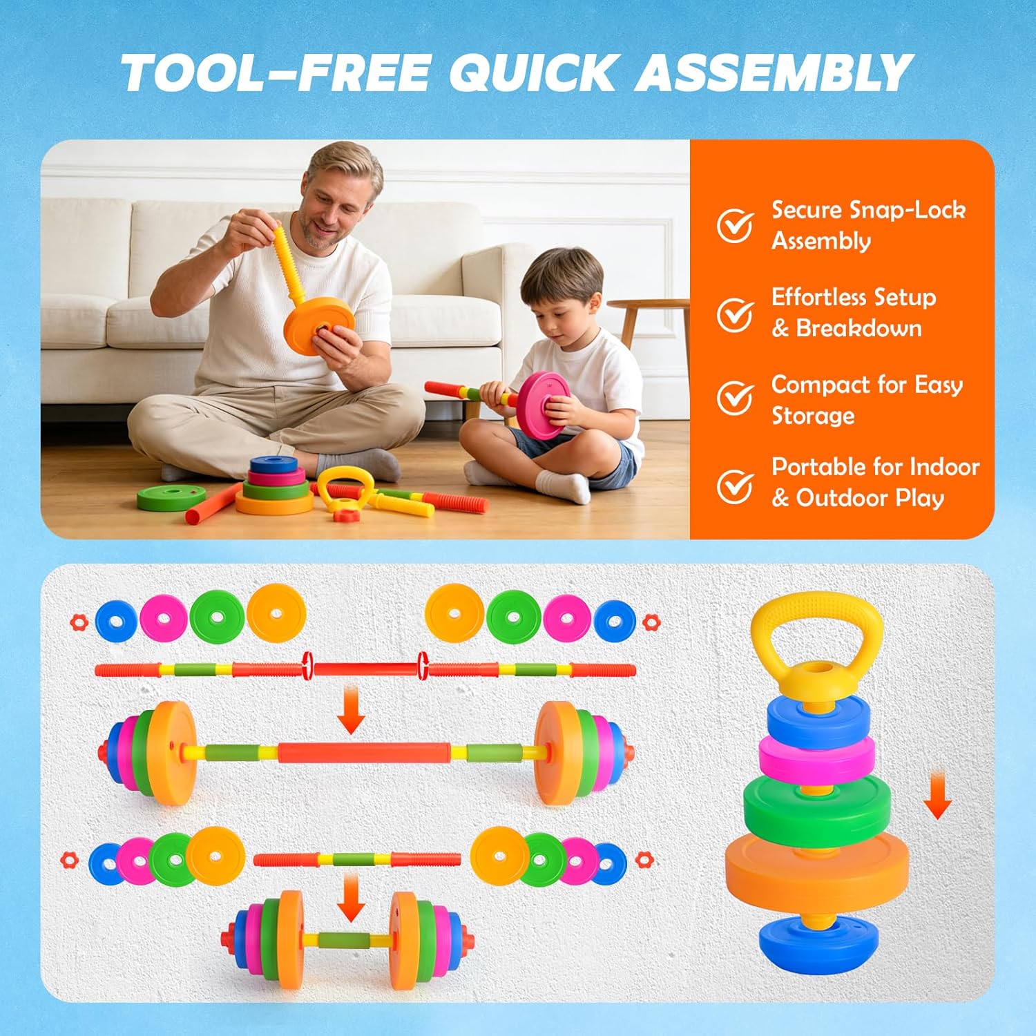 Kids Adjustable Barbell Dumbbe - Home Gym For Kids recension och pris